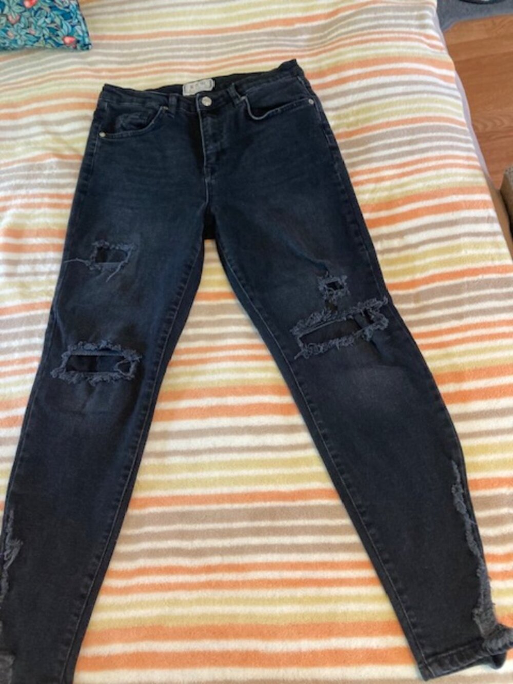 Free People We The Free Black Destroyed Skinny Jeans